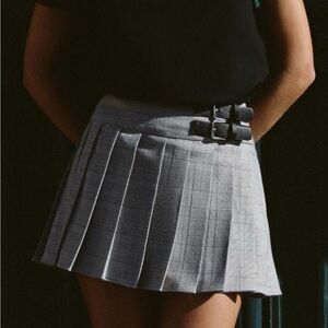 Zara Gray Mini Skirt with Buckle Accents